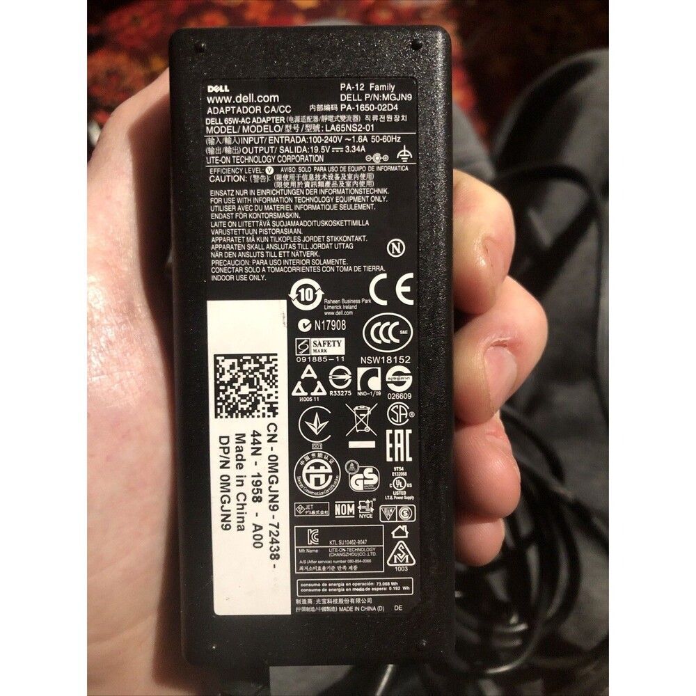 Original 65W Dell LA65NS2-01 AC Power Adapter 19.5V 3.34A Power Supply Charger
